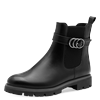Chelseaboots MARCO TOZZI, Damen, Gr. 38, schwarz, Lederimitat, klassisch, Schuhe, Blockabsatz, Stiefelette mit hübscher Zierschnalle