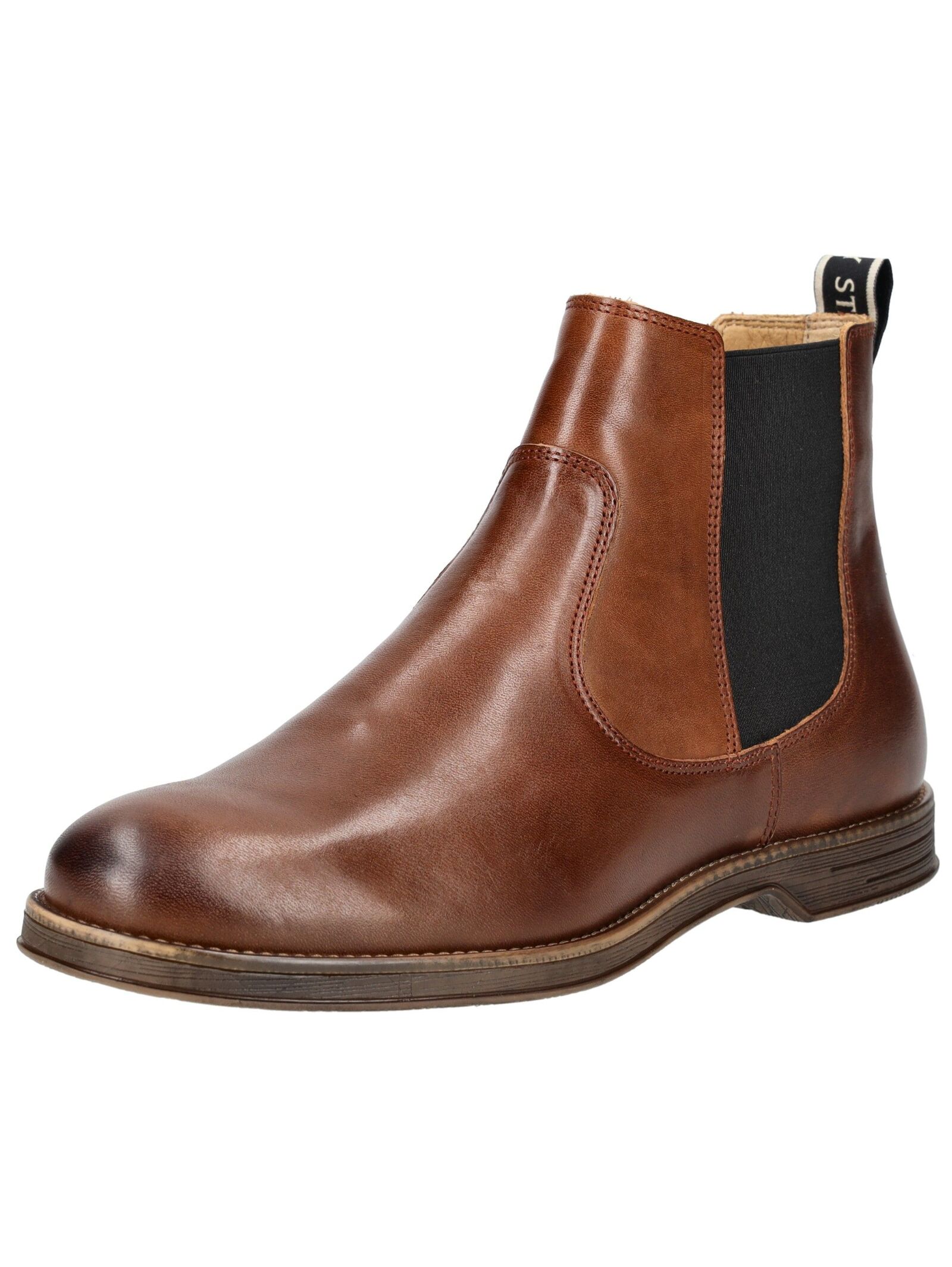 Stiefelette SNEAKY STEVE "Sneaky Steve Stiefelette Leder/Textil", Herren, Gr. 44, braun (cognac), Leder, Textil, Schuhe Stiefelette