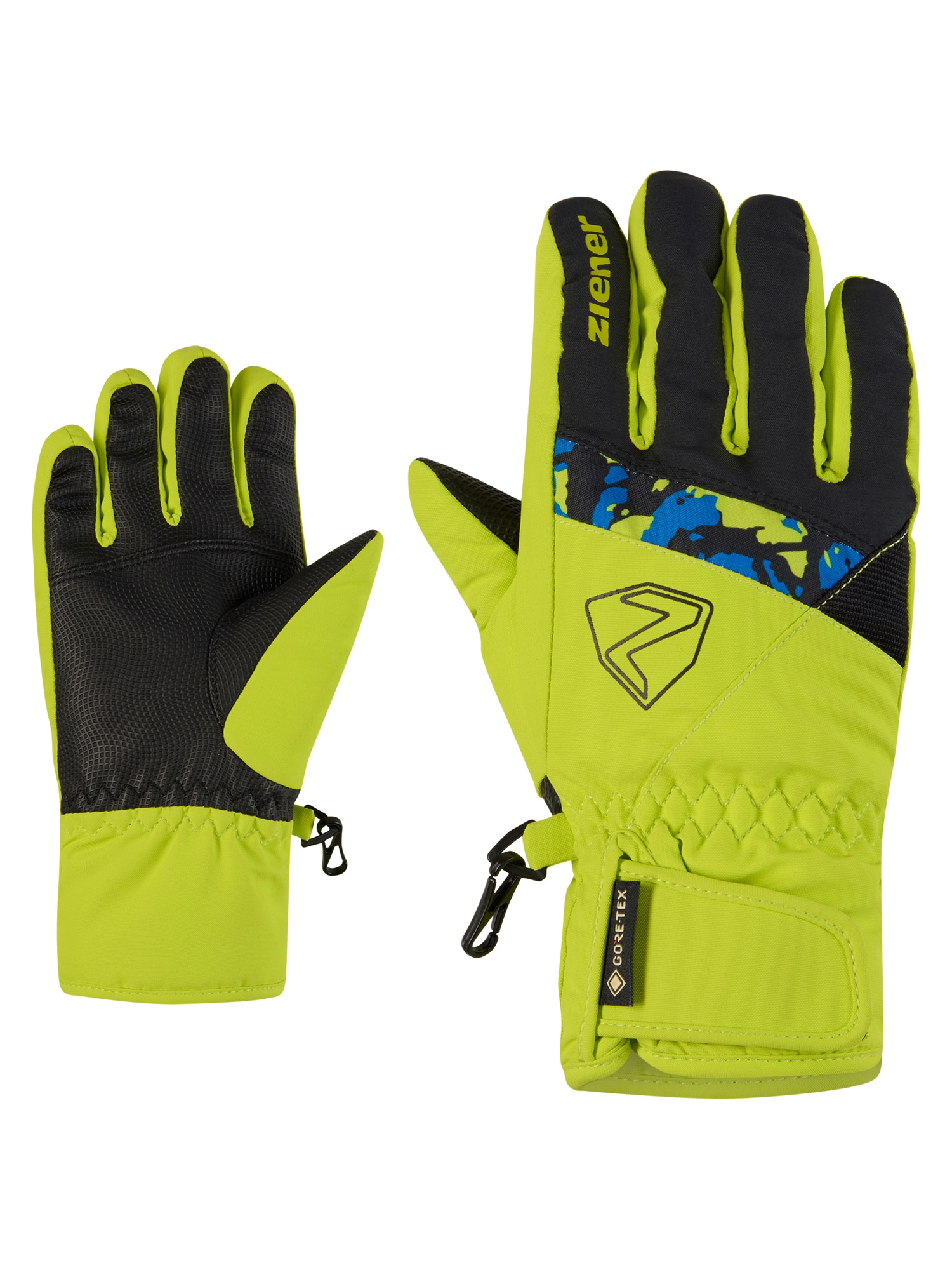 Skihandschuhe ZIENER "LEIF-Z GTX glove junior", Kinder, Gr. 4,5, lime, Obermaterial: 100% Polyester; Innenhand: 100% Polyester; Futter: 100% Polyester; Wattierung: 100% Polyester (recycelt), Handschuhe Image