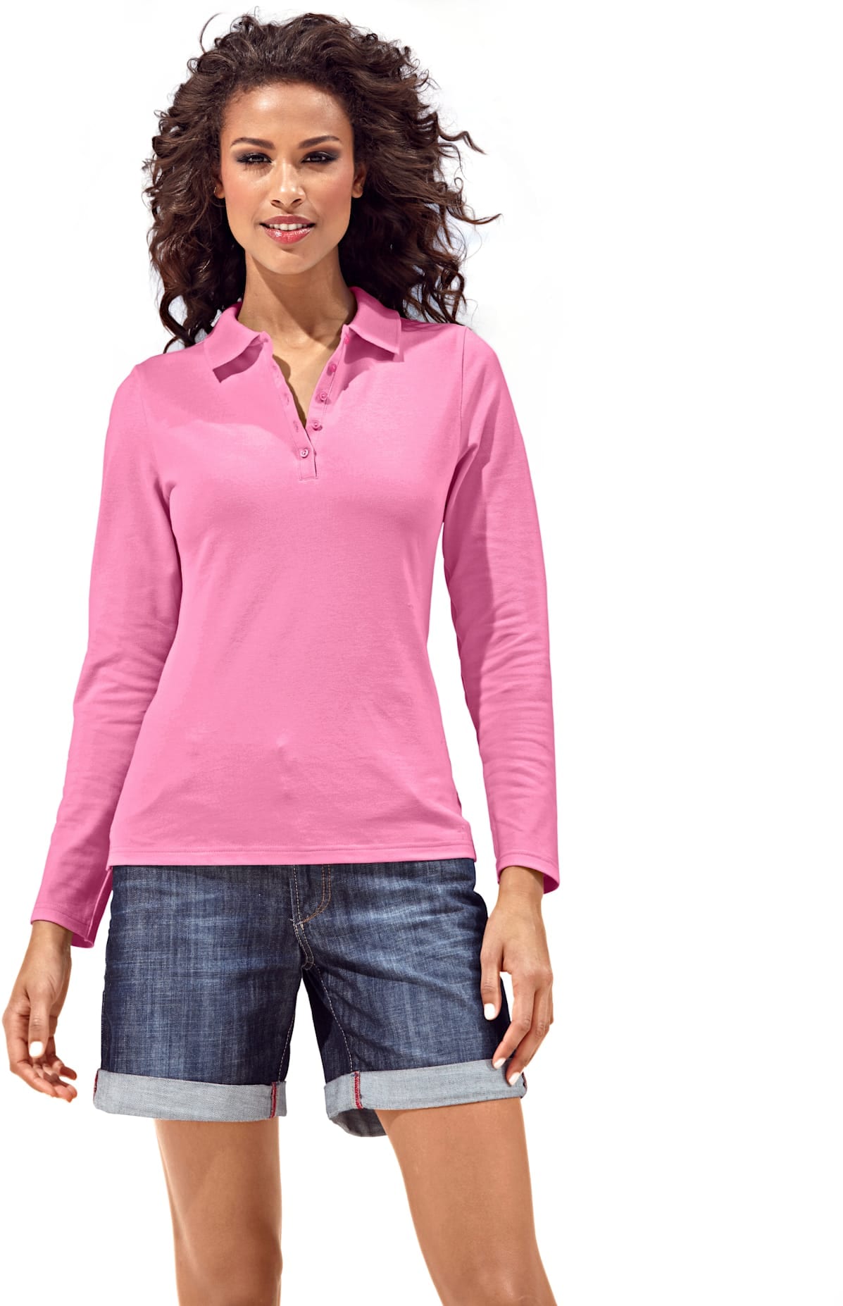 Poloshirt "Poloshirt", Damen, Gr. 48, pink, 95% Baumwolle, 5% Elasthan, B.C. BEST CONNECTIONS BY HEINE, unifarben, Shirts
