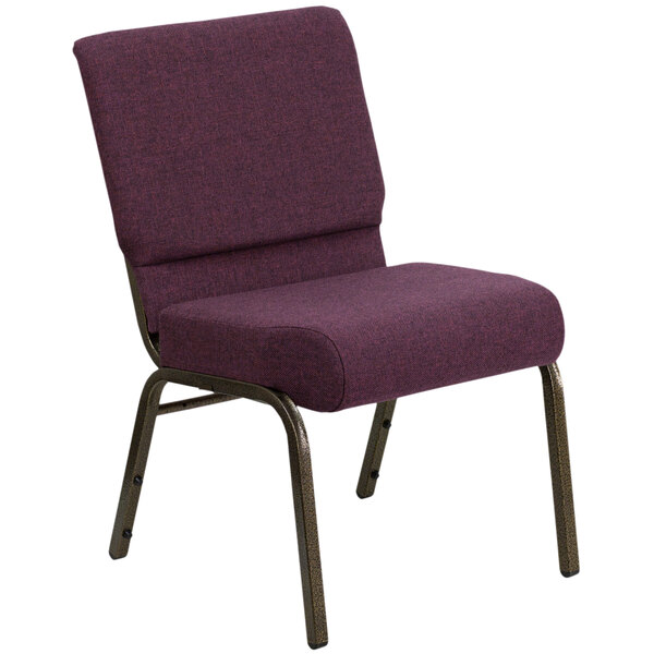 "Flash Furniture FD-CH0221-4-GV-005-GG Plum 21"" Extra Wide Church Chair with Gold Vein Frame"