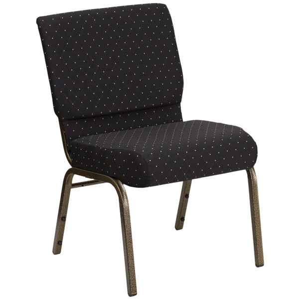 Flash Furniture FD-CH0221-4-GV-S0806-GG Black Dot Patterned 21" Extra Wide Church Chair with Gold Vein Frame