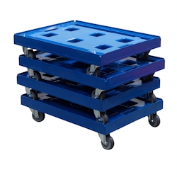 4 Stück Transportroller in Blau für Kisten 80 x 60 cm - 400 kg Traglast Image
