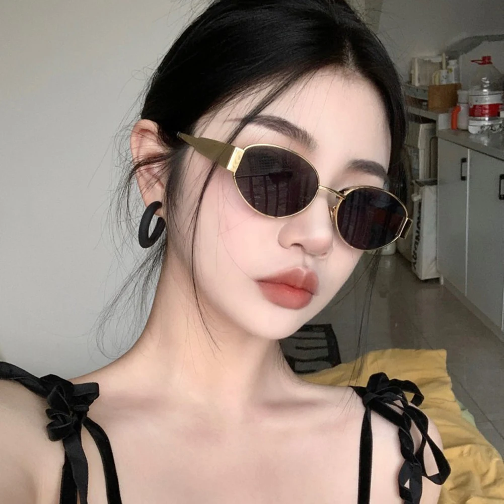 Luxusmarke Desiner Sonnenbrille für Damen und Herren, Unisex-Stil, Metallrahmen, Sonnenbrille, oval, stilvoll, Brillenschirme, UV400 Image