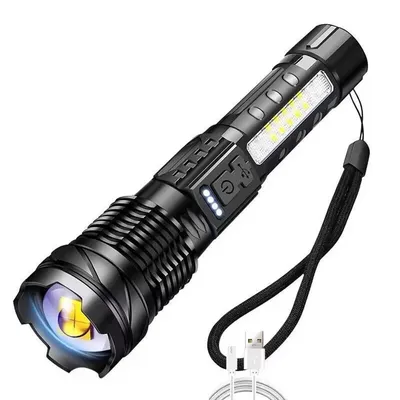 Rechargeable Flashlights Strong Light, Brightest LED Flash Light 7 Modes with COB Side Light for Emergency Camping