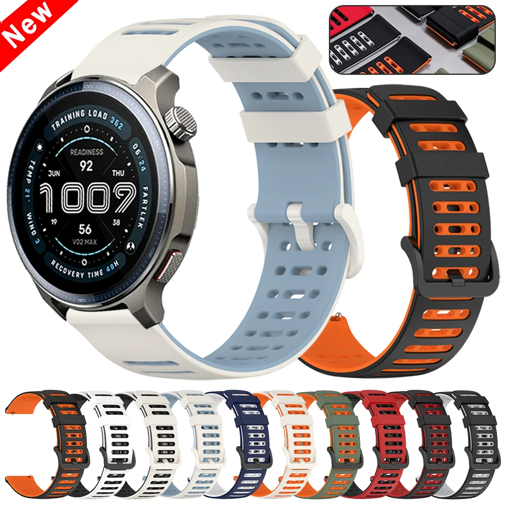 Silikon Sport 22mm Armband Für Huami AMAZFIT BALANCE 2/BIP 6 5/GTR 2e 3Pro 4 47mm Atmungsaktive Strap Für Garmin Venu 3 Armband Image
