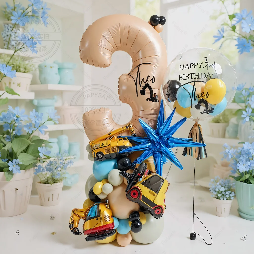 57 Stück baguetteförmige, kaffeefarbene Zahlenballons 1-9, Gummiballons, geeignet für Geburtstagsfeier-Dekoration Image