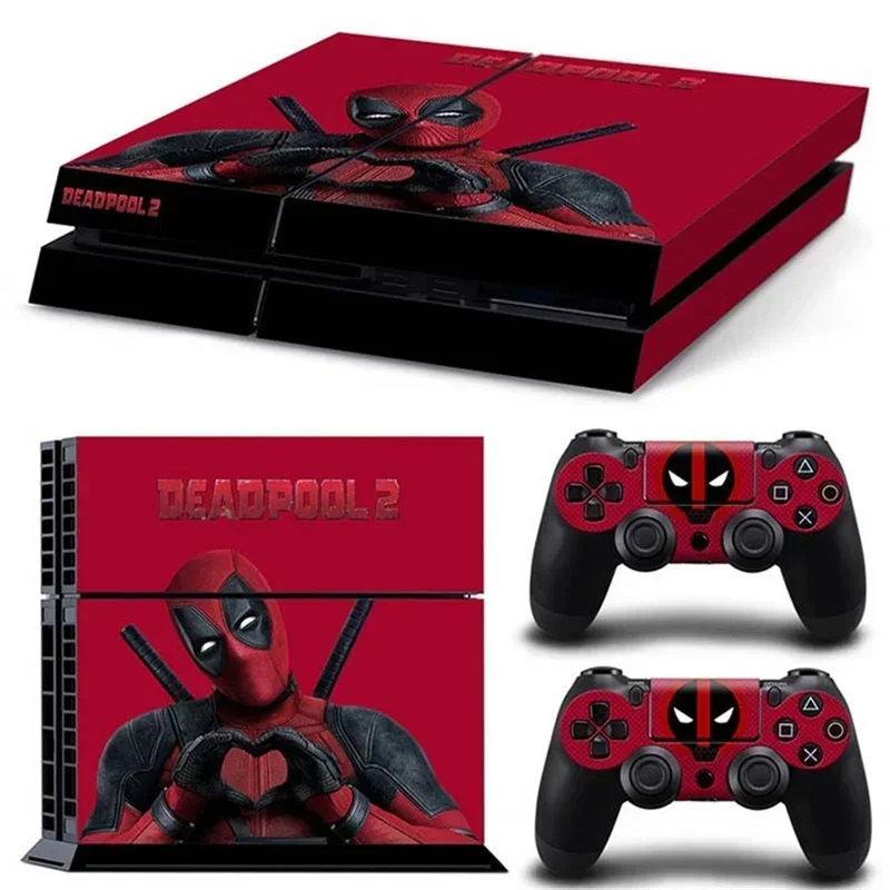 Spider Hero Iron Man Deadpool Sticker Cover Protector Skin for PlayStation 4 Console & 2PCS Controller Skin Decal for PS4