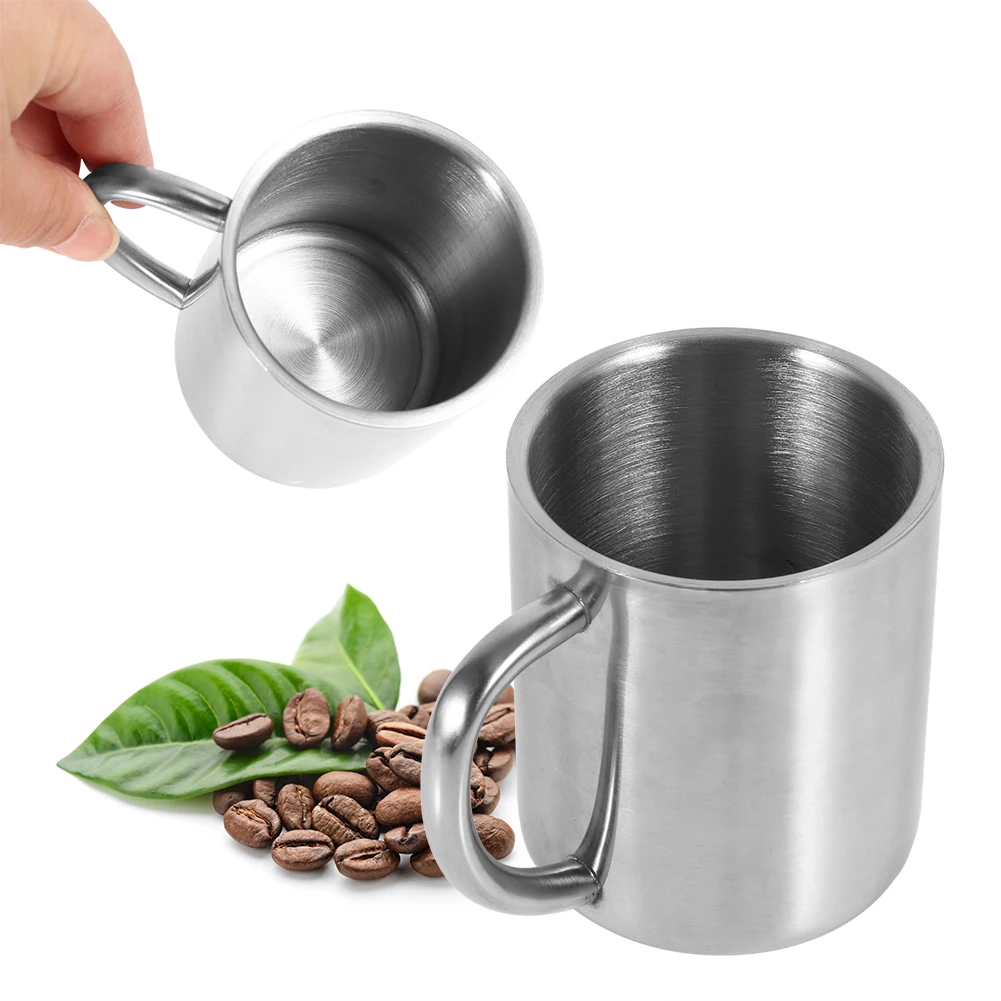 220 ml Tragbare Becher Doppel Schicht Edelstahl Camping Tasse Becher Camping Wandern Kaffee Tee Tasse Sets Bier Tasse Drink werkzeuge Image