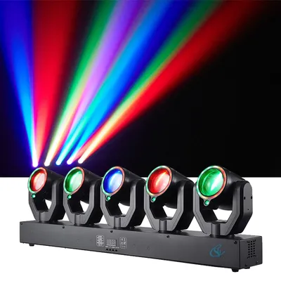 180w 5-Head XY Rotating Stage Disco Light DMX512 Sound Control RGBW Beam+Green Laser Colorful LED Party Bart Lamp