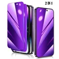 Confezione da 2 compatibili con iPhone 16 15 14 13 12 11 Pro Max Proteggi schermo privacy, Pellicola in vetro temperato viola 9H, Anti luce blu