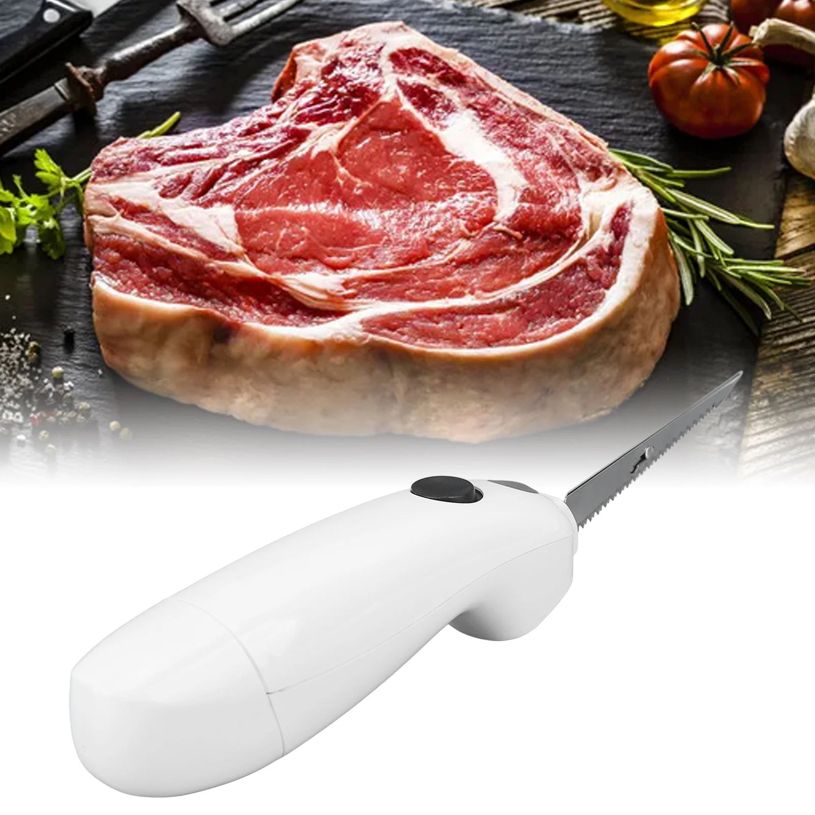 Batteriebetriebenes Messer, kabelloses elektrisches Filetmesser aus Edelstahl, tragbares Steakmesser für Picknick im Restaurant zu Hause Image