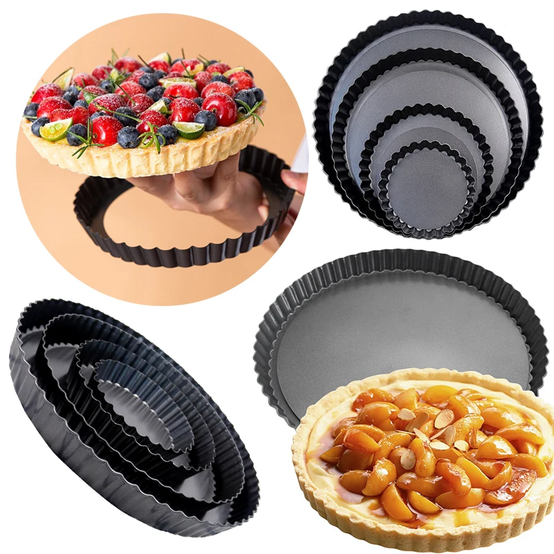 Kuchen-Backform unten, abnehmbar, 4/6/8/9 Zoll, mehrere Größen erhältlich, geriffeltes, antihaftbeschichtetes Backgeschirr für Torten, Kuchen, Quiche, Desserts, ZYF Image