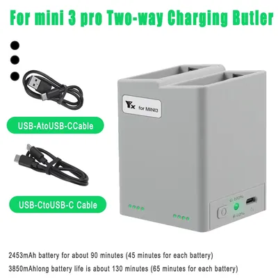 Drone Batterie Zwei-Wege-Ladegerät Für Mini 3 Pro Intelligente Schnelle Lade 2 Batterien Für Mini 3/Mini 3 Pro/Mini4 Pro Zubehör