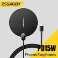 Essager 15W Caricabatterie Wireless Display Digitale A LED Pad di Ricarica Wireless Veloce Per iPhone 16 15 14 Pro Max Samsung 23 Xiaomi Huawei