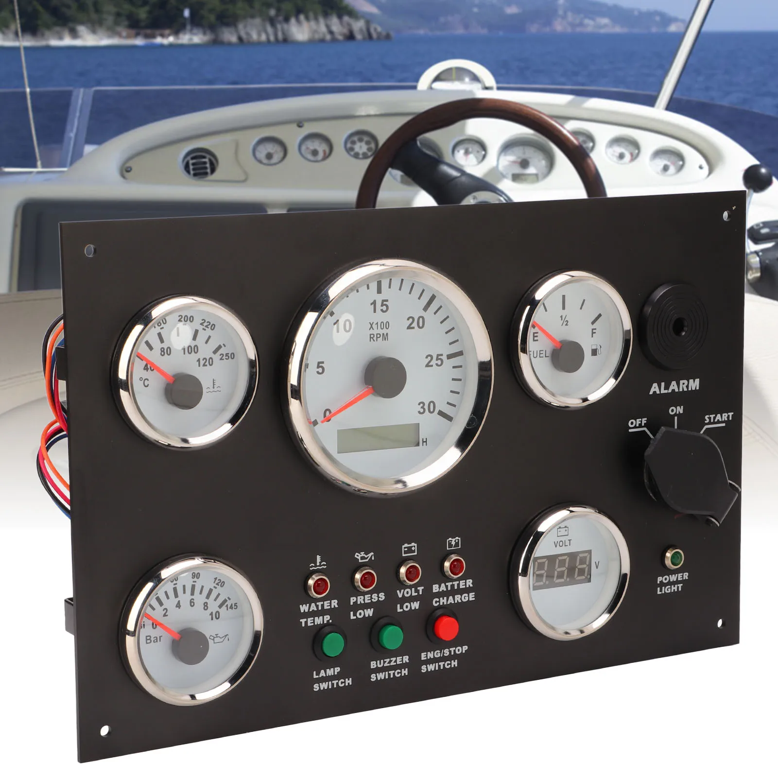 Kombiinstrument-Panel, Spannungswert, Motor, Armaturenbrett, Instrumententafel, Kraftstoffdruck, Motorgeschwindigkeit für Boote Image
