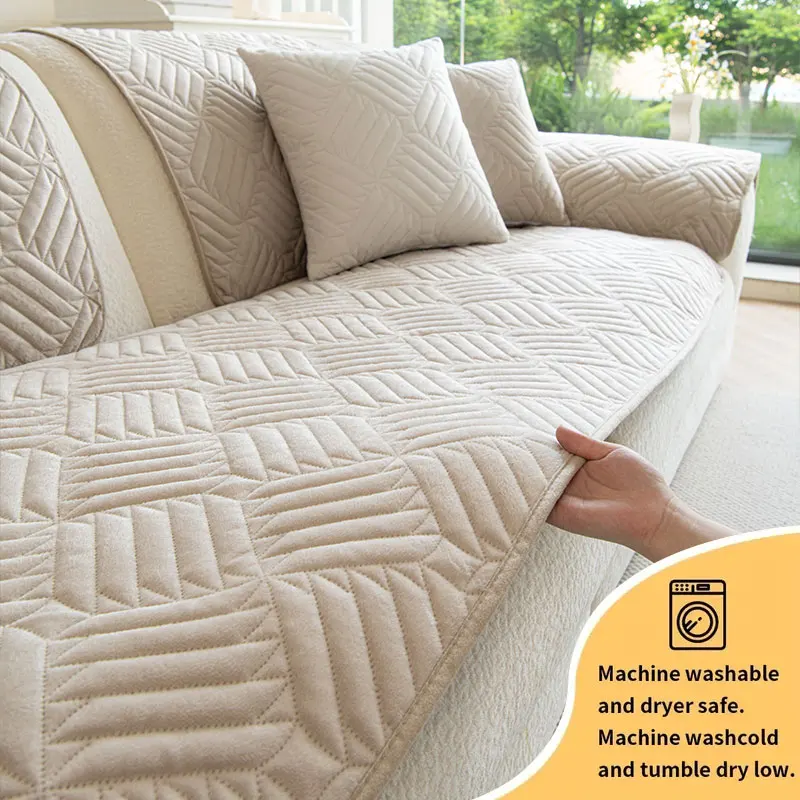 1PC-Juman Sofa Matte Four Seasons Universal Anti-Rutsch und Cat Scratch Sitzkissen Straight Line Cover Stoff