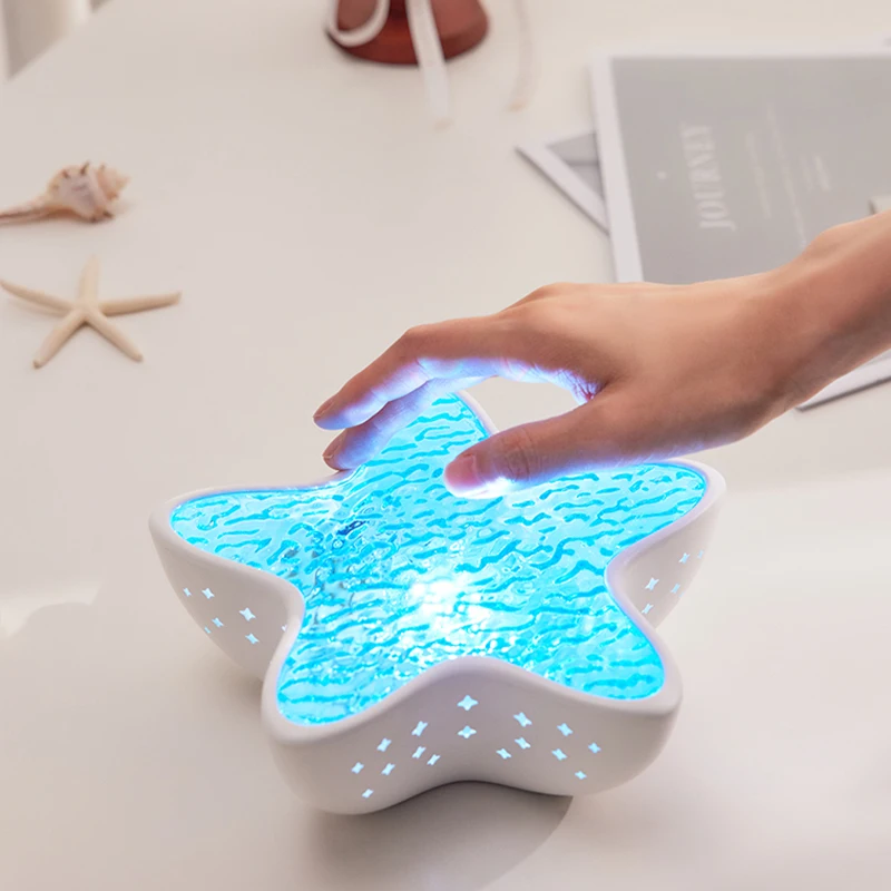 Ozean Welle Led Projektor Lampe Seestern Nachtlicht Wiederaufladbare RGB Nordlichter Romantische Umgebungs Beleuchtung für Schlafzimmer Party Image