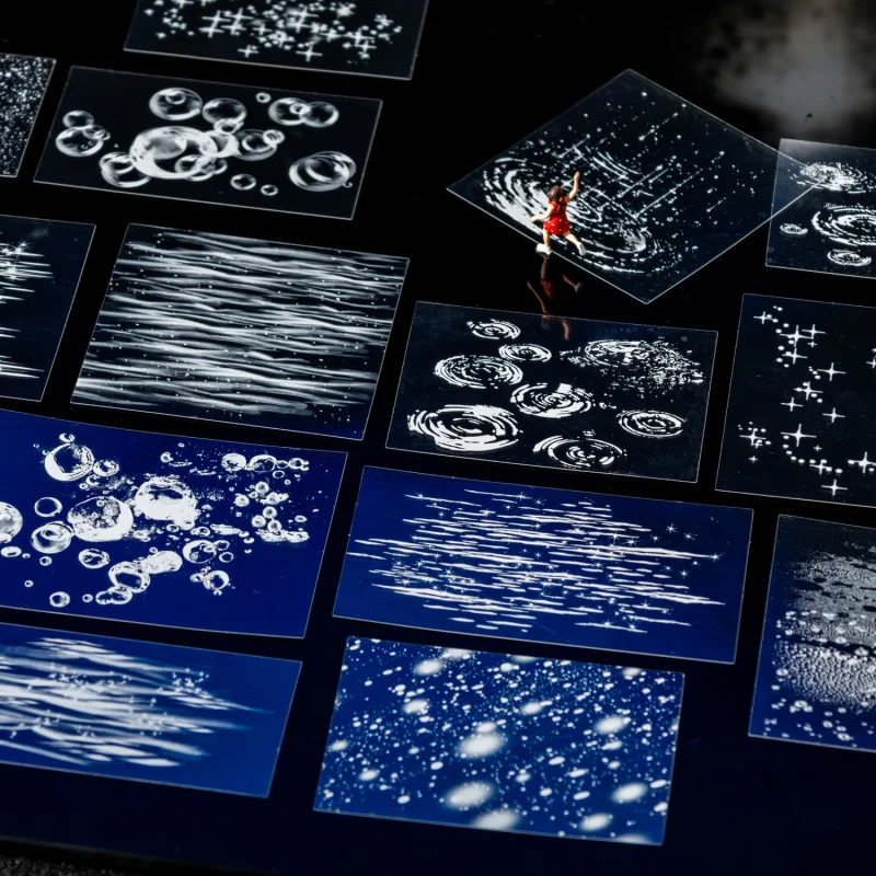 20 Blatt Regenthema-Aufkleberpaket, Wassertropfen- und Regenschirmdesigns für Handkonto, Scrapbook Image