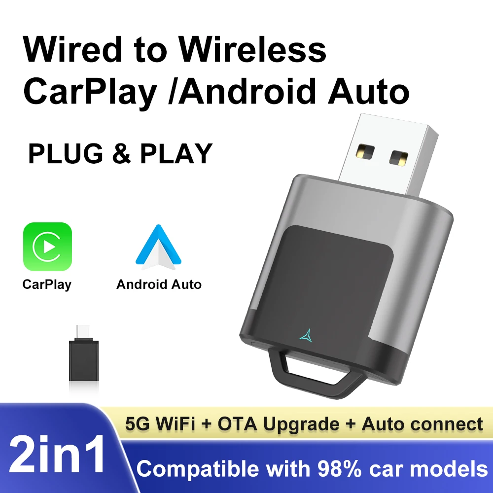 FLIXIVI Drahtlose CarPlay Android Auto Wireless Adapter 2IN1 Smart Mini Box Plug Und Play WiFi Schnelle Verbindung Universal Für Nissan Image