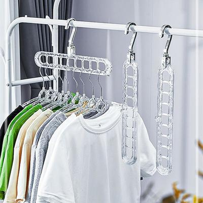 3pcs Space Saving Clothes Hangers 9 Slots Wardrobe Clothing Cascading Hanger Closet Storage Hanger Folding Wardrobe Clothes Hanger Organizer Multifunctional Closet Organizer for Home and Dormitory