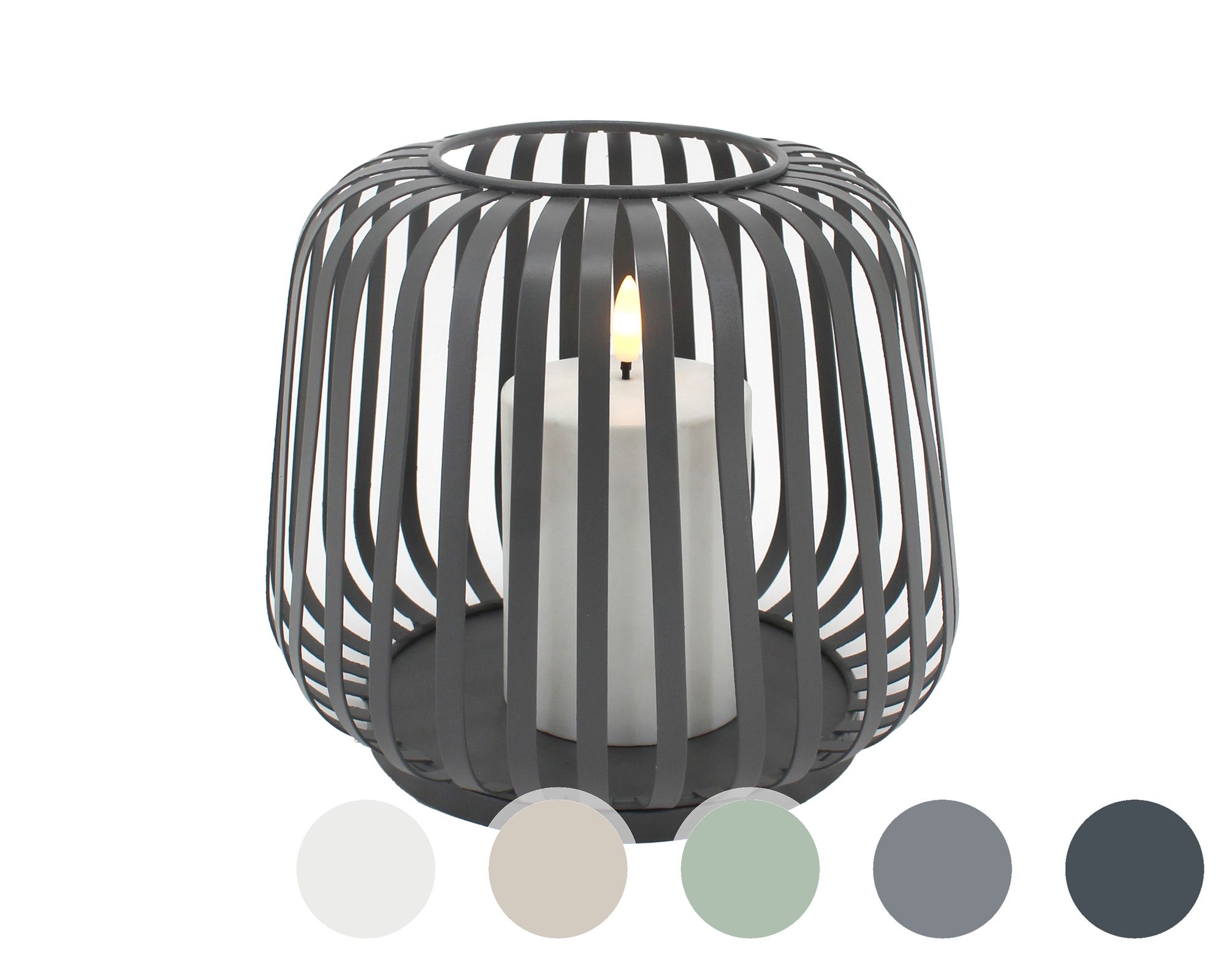 Candela Lights »Cottage Metal« Solar-Laterne mit Stumpenkerze 40x40x35 cm / weiß Image