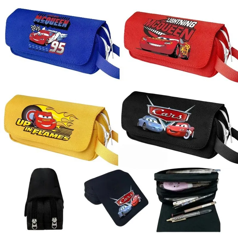 New Disney car story Lightning McQueen large capacity double - layer portable pen bag middle school children stationery bag