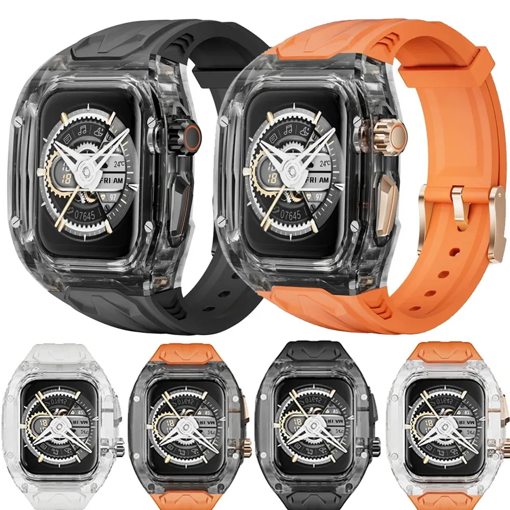 Transparent Modification Kit for Apple Watch Ultra 9 8 7 6 49mm 40mm 41mm 44mm 45mm Strap+Case for IWatch Series 10 42/46mm Band