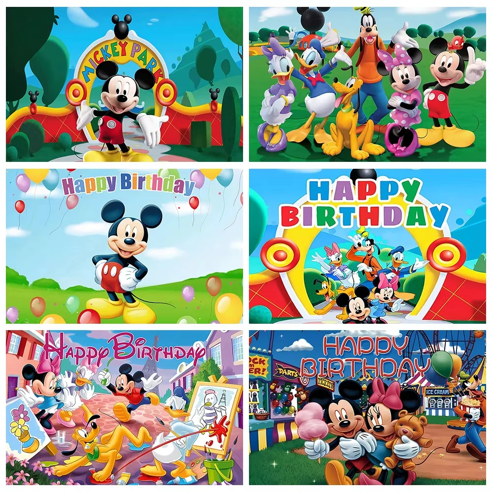 MINISO Disney Mickey Mouse Clubhouse Children Birthday Party Background Decoration Gifts Supplies Photography Backdrop Banner