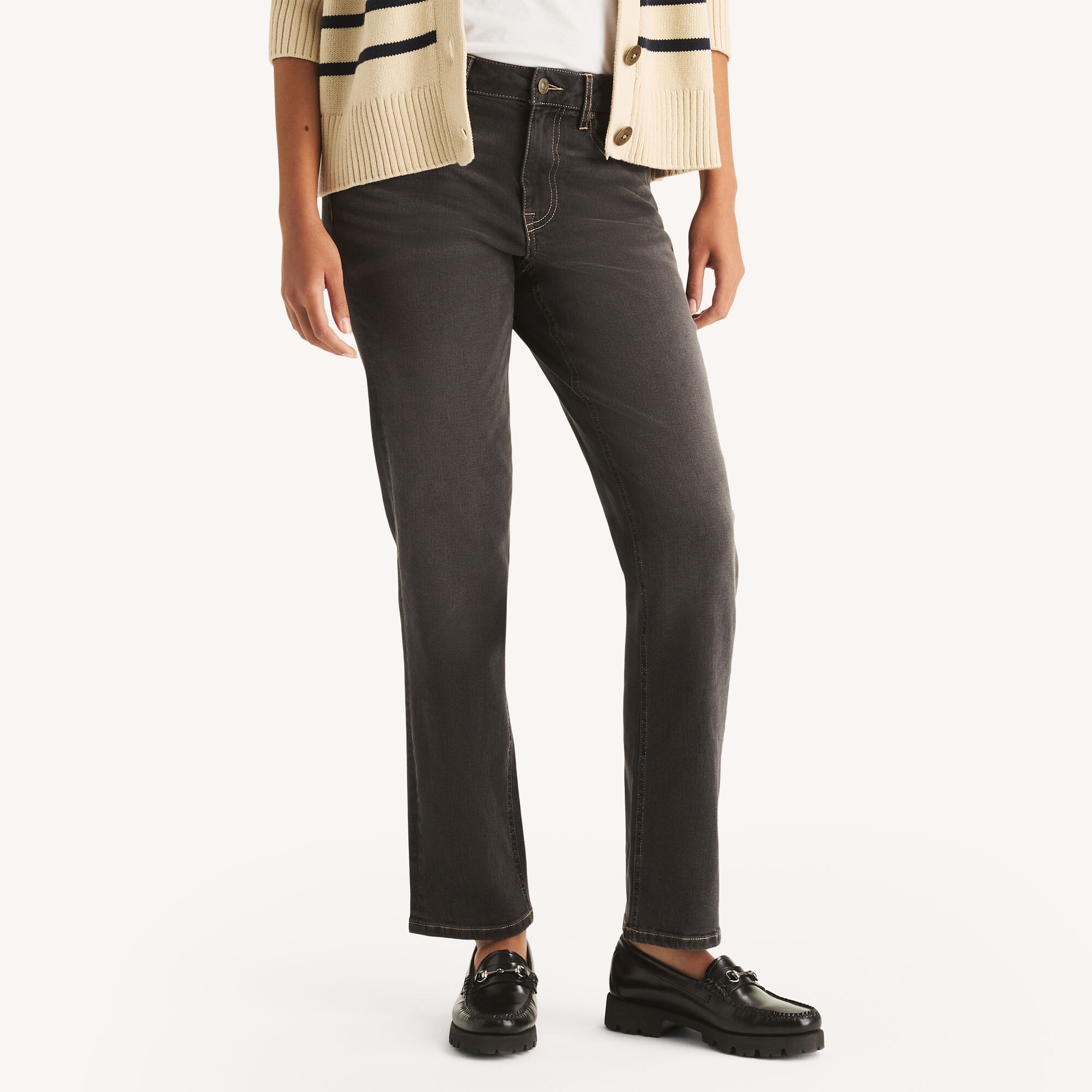 Nautica Women's Mid-Rise Straight Denim 001 (Black), 10