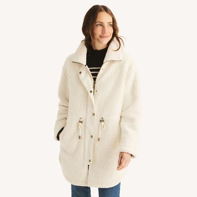 Nautica Women's Snap-Front Faux Shearling Jacket Sail White, L