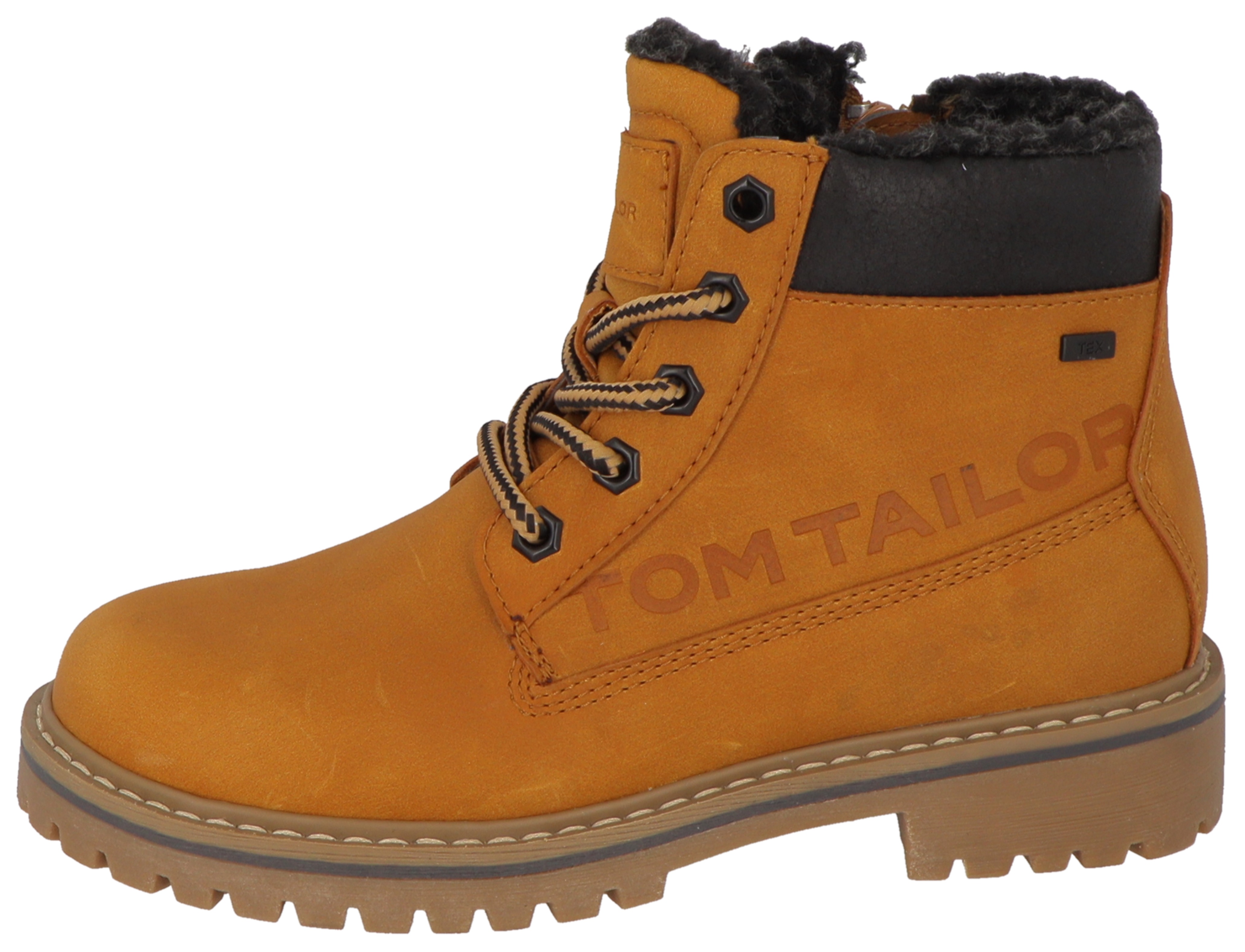 Winterboots TOM TAILOR, Kinder, Gr. 37, bunt (camelfarben, dunkelbraun), Lederimitat, Textil, Sportlich, Schuhe, mit weich abgepolstertem Schaftrand Image