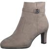 Stiefelette TAMARIS, Damen, Gr. 42, grau (taupe), Textil, unifarben, Veloursleder, elegant, Schuhe, Trichterabsatz, Abendschuh mit elegantem Zierriemchen mit Logoemblem