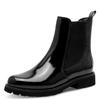 Chelseaboots TAMARIS, Damen, Gr. 36, schwarz (schwarz, lack), Lacksynthetik, Elastischer Einsatz, unifarben, glänzend, klassisch, Schuhe, Businessschuh, Schlupfschuh, Stiefelette mit Stretcheinsätzen