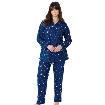 Plus Size Women's Classic Flannel Pajama Set by Dreams & Co. in Evening Blue Stars (Size 5X)