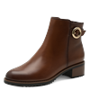 Stiefelette MARCO TOZZI, Damen, Gr. 38, braun (cognac), Leder, used, unifarben, kontrastfarbene Details, modisch, Schuhe, Blockabsatz, Businessschuh mit paktischem Innenreißverschluss