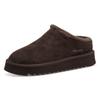 Hausschuh TAMARIS, Damen, Gr. 42, braun (mokka), Veloursleder, unifarben, casual, Schuhe, Clogs, Bequemschuh mit Fellimitat-Kragen
