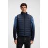 Steppweste BOSS ORANGE "Odeno", Herren, Gr. 54, blau (dunkelblau404), Web, Obermaterial: 100% Polyamid, unifarben, casual, slim fit kurz, hoch geschlossener Ausschnitt, Westen, Stehkragen, slim fit, kurze Länge