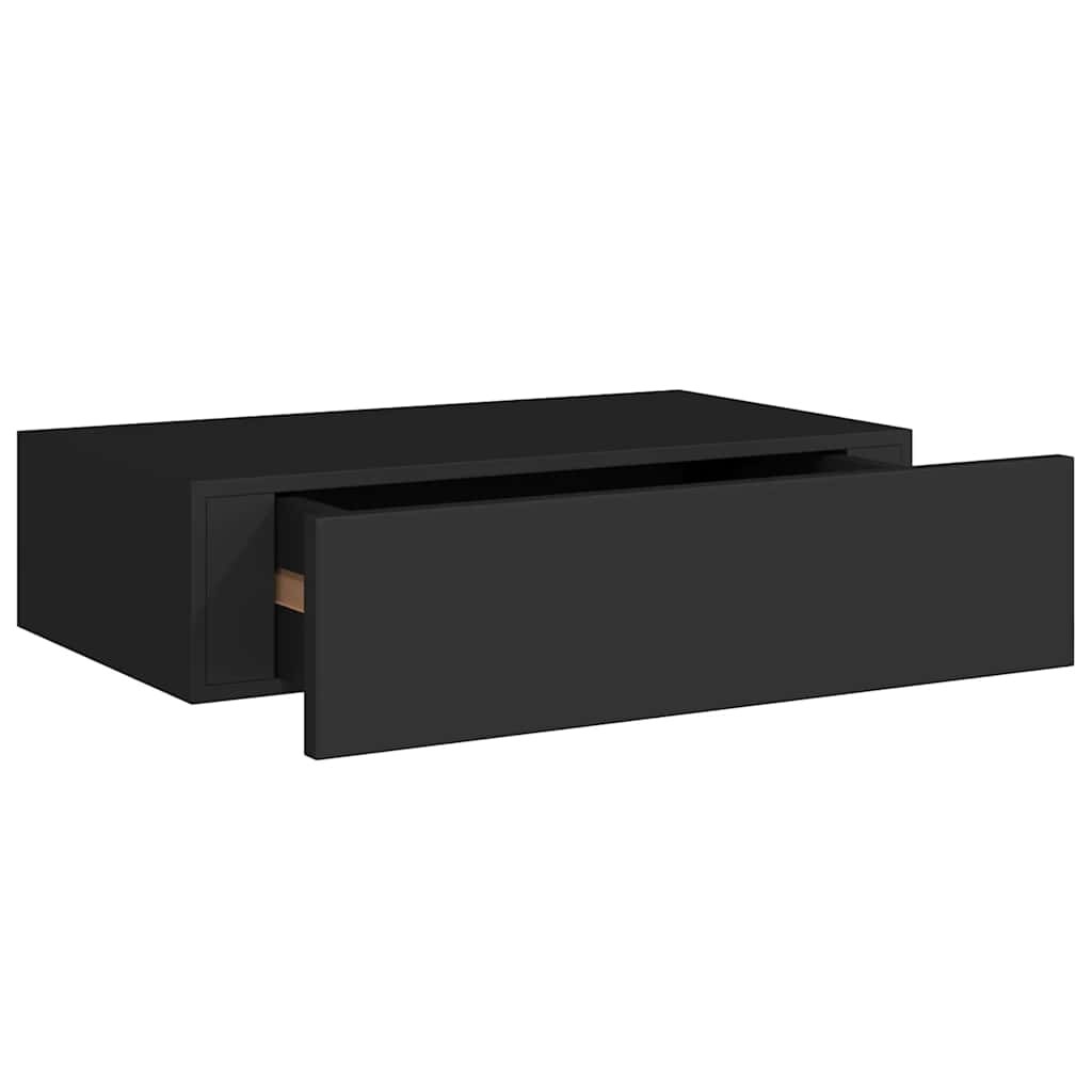 vidaXL Wandregal mit Schublade Schwarz 40x23,5x10 cm MDF Image