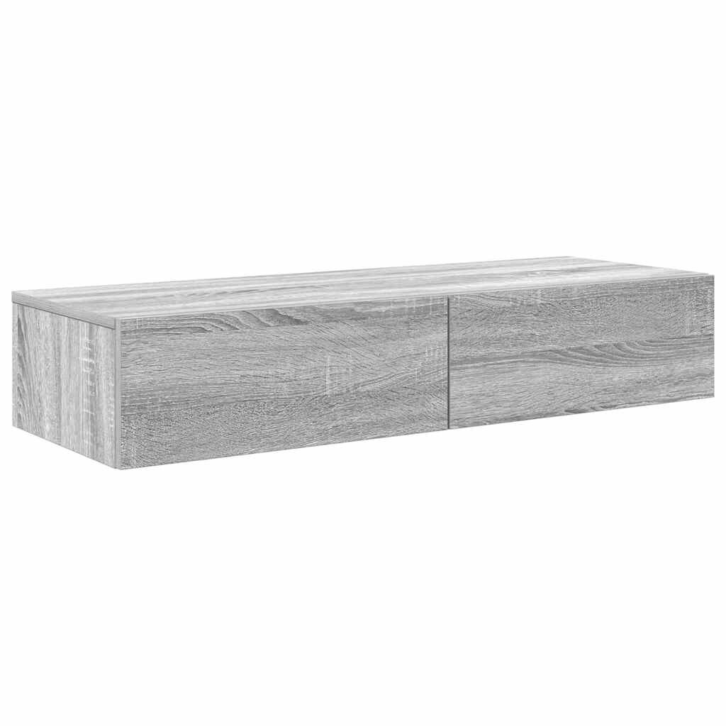 vidaXL Wandregal mit Schubladen Grau Sonoma 100x36x19 cm Holzwerkstoff Image