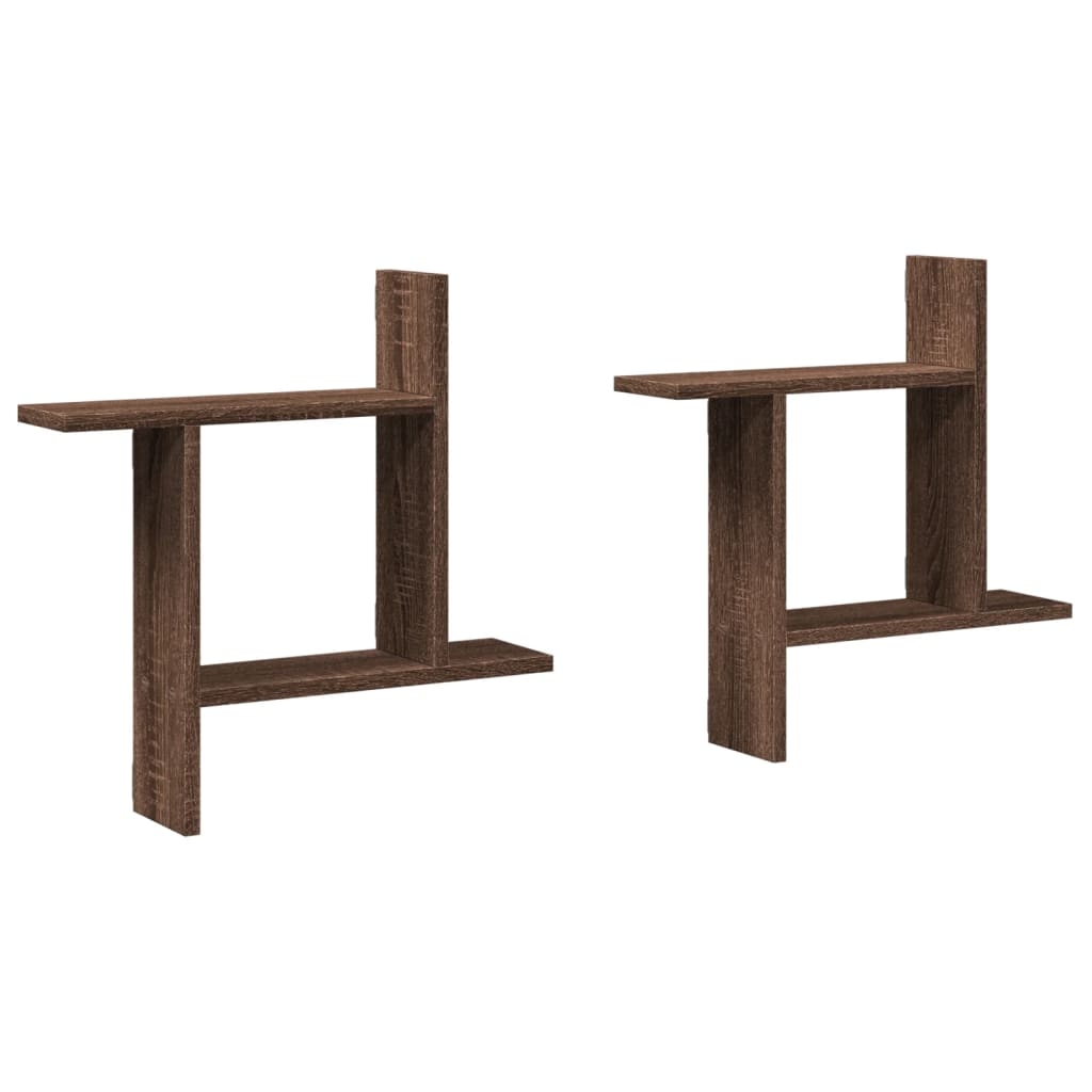 vidaXL Wandregale 2 Stk. Braun Eichen-Optik 50x12x50 cm Holzwerkstoff Image