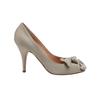 Blumarine Peep Toe Pumps mit Schleife aus grauem Satin
