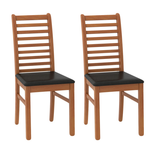 Costway Set of 2 Wooden Dining Chair with Rubber Wood Legs for Living Room-Brown