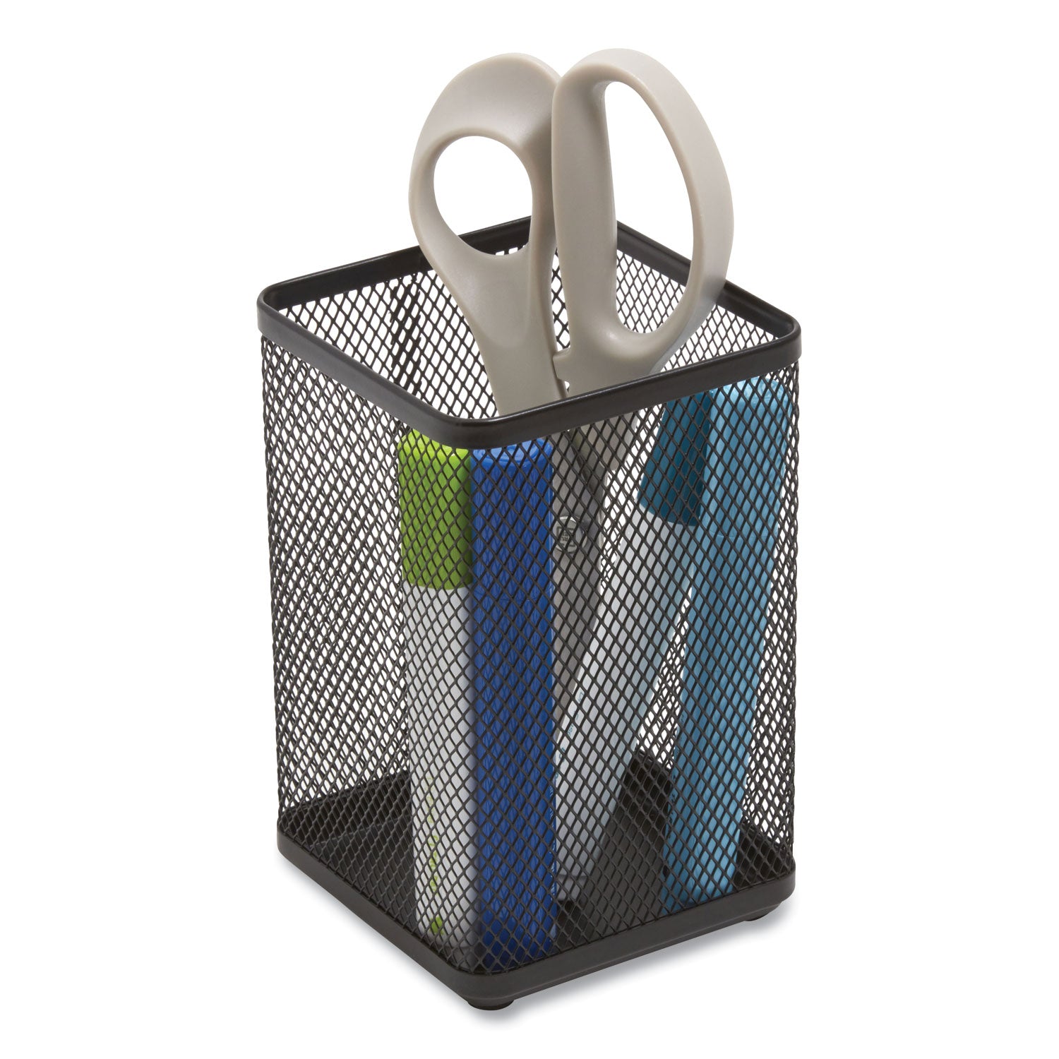 TRU RED Wire Mesh Jumbo Pencil Holder, 4.33 x 4.33 x 6.69, Black (TUD24402485)