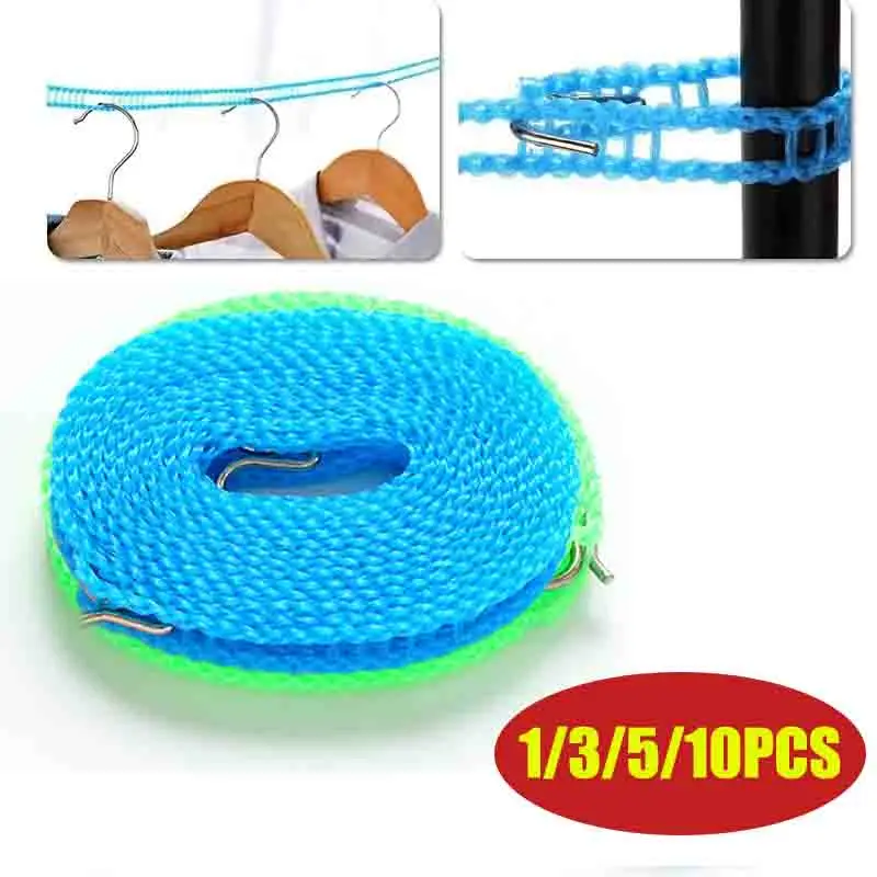 1-10 pièces corde à linge maison sans perceuse toit de voyage en plein air Anti-âge anti-dérapant et coupe-vent boucle fixe corde à linge épaissie