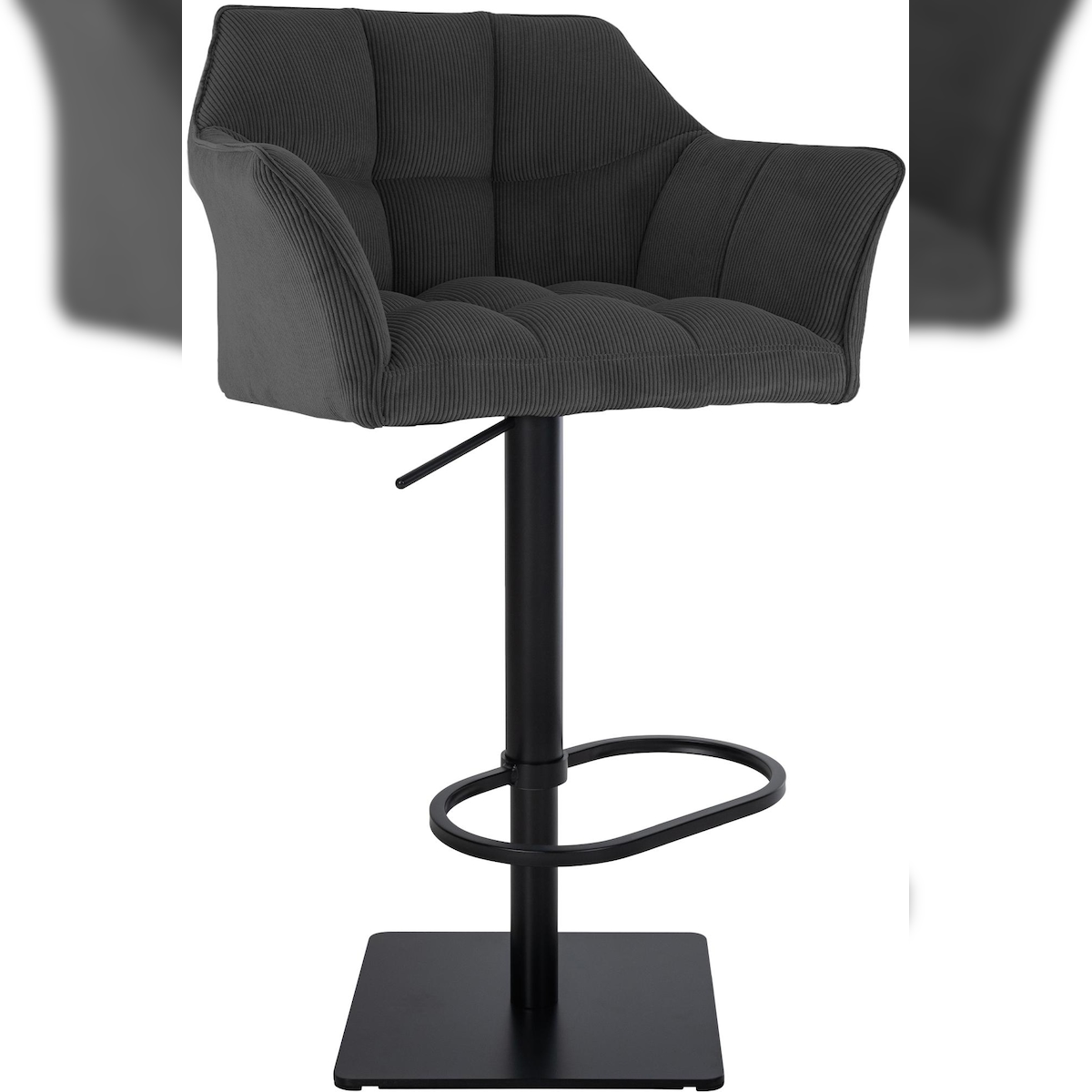 CLP Barhocker Damaso Cord dunkelgrau/schwarz Image