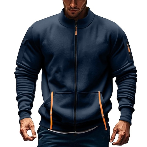Herren Kapuzensweatshirt Vollreißverschluss-Kapuzensweatshirt Fleece Kapuzensweatshirt Taktischer Kapuzensweatshirt Schwarz Weiß Armeegrün Rote Marineblau Stehkragen Einfach Reißverschluss Sport Image