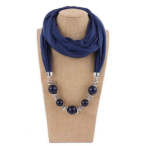 Mehrfarbige warme Schalkette für Damen – leichter Infinity-Schal mit Perlenanhänger, elegantes und modisches Accessoire für Partys und Freizeitkleidung Image