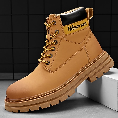 Herren-Arbeitsstiefel zum Schnüren – rutschfeste Outdoor-Sicherheitsschuhe mit gepolsterter Sohle für Landwirtschaft, Lager und schwere Arbeiten Image