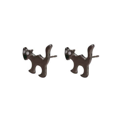 Schwarze Katzenohrringe für Damen zu Halloween – süßer Ohrstecker und Cartoon-Design, gruseliger, lustiger Schmuck für Kostümpartys und den Alltag Image